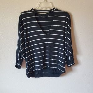 B&W stripped deep v-neck shirt